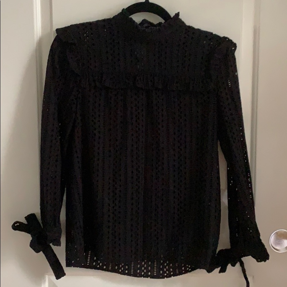 Madewell black eyelet blouse in size XS